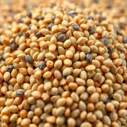 Close-up of niger seed pile