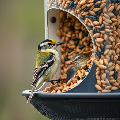 Close-up of nyjer seed-filled feeder