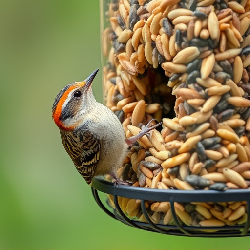 Close-up of nyjer seed-filled feeder