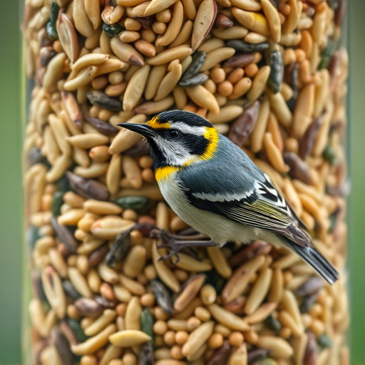 Close-up of nyjer seed-filled feeder