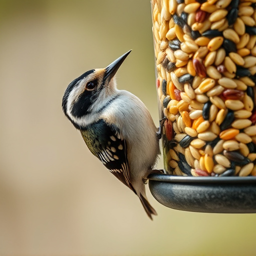Close-up of nyjer seed-filled feeder