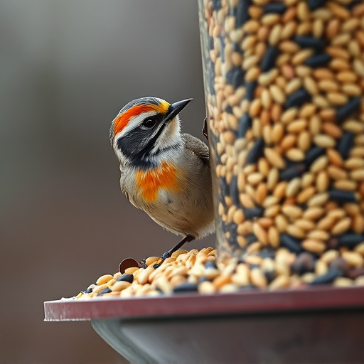 Close-up of nyjer seed-filled feeder