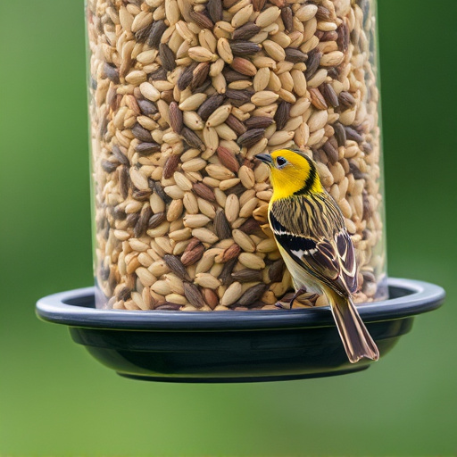 Close-up of nyjer seed-filled feeder