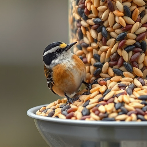Close-up of nyjer seed-filled feeder