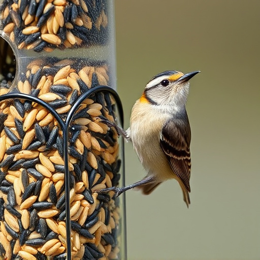 Close-up of nyjer seed-filled feeder