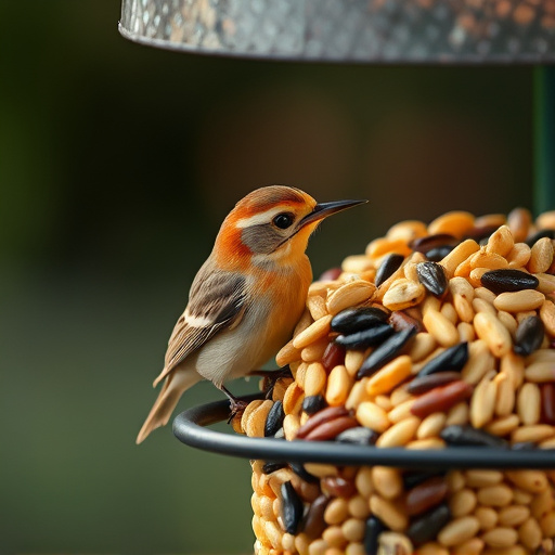 Close-up of nyjer seed-filled feeder