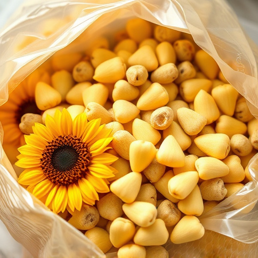 Close-up of premium sunflower hearts in bag