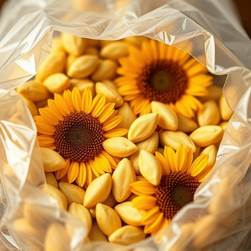 Close-up of premium sunflower hearts in bag