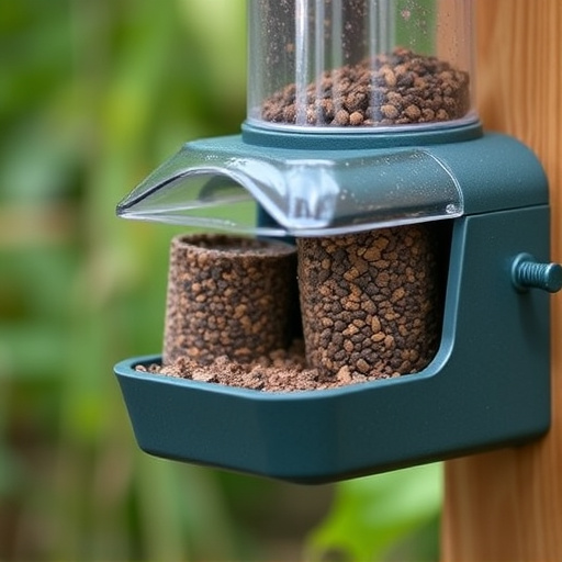 Close-up of rat-proof feeder design