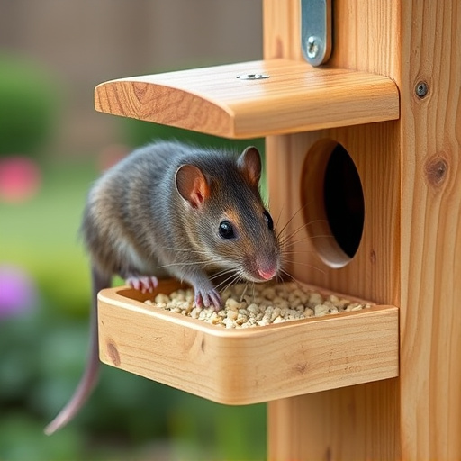 Close-up of rat-proof feeder design
