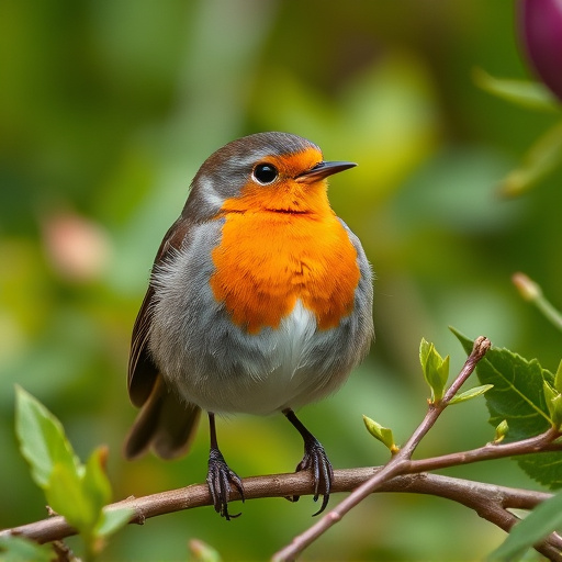 Close-up of robin in garden