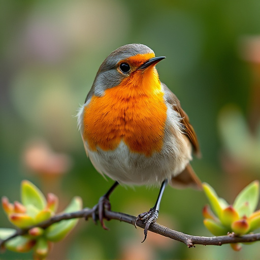 Close-up of robin in garden