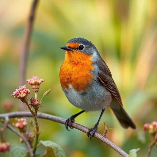 Close-up of robin in garden