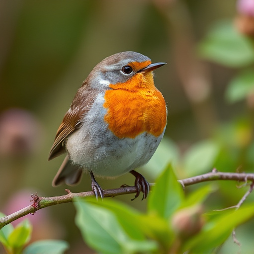 Close-up of robin in garden