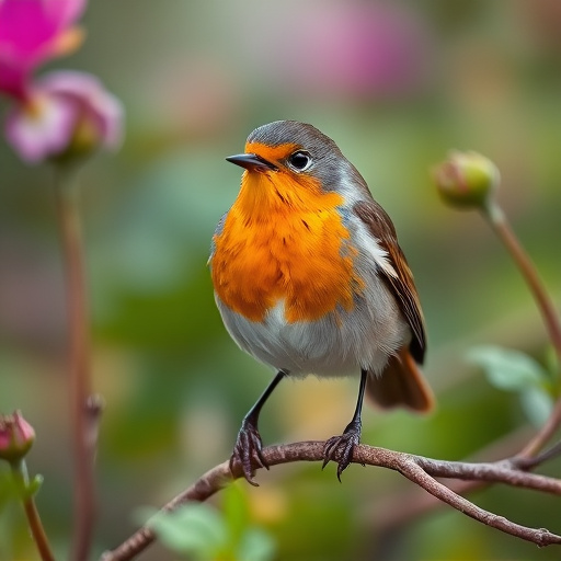 Close-up of robin in garden