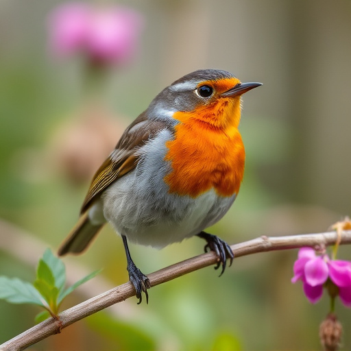 Close-up of robin in garden