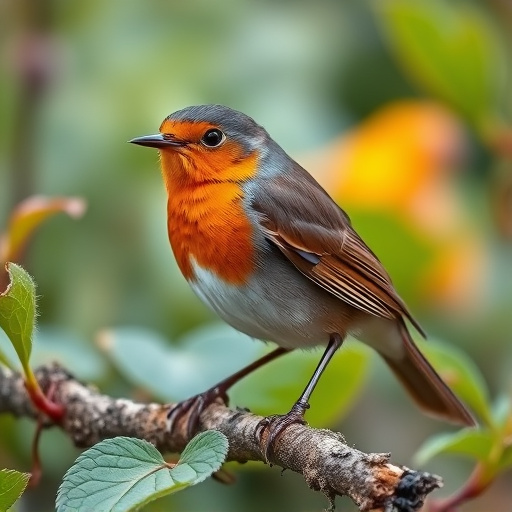 Close-up of robin in garden