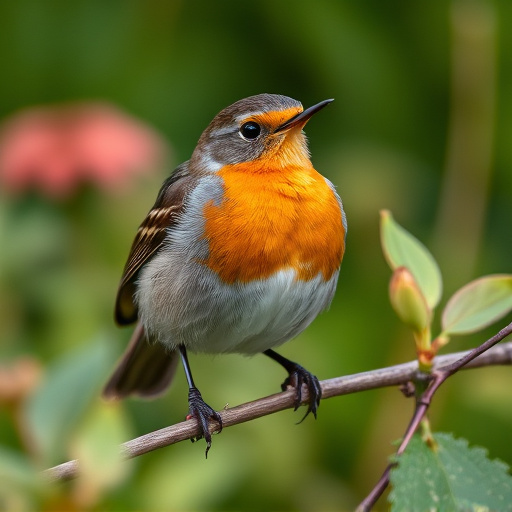 Close-up of robin in garden