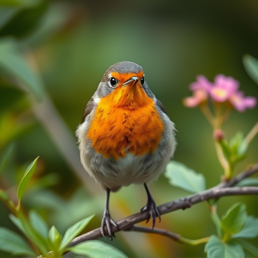 Close-up of robin in garden