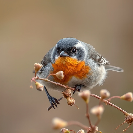 Close-up of seeds attracting small robins
