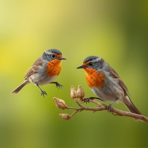 Close-up of seeds attracting small robins