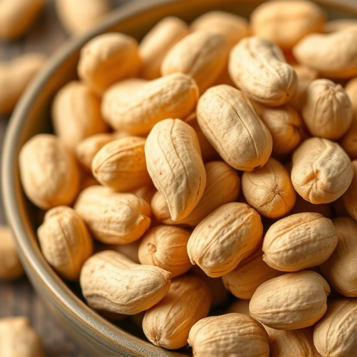 Close-up of shelled peanuts in bowl