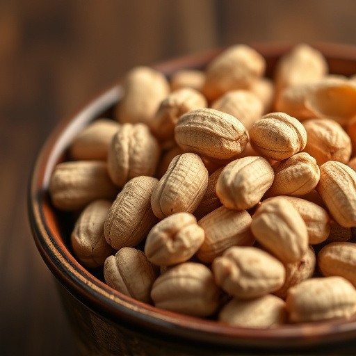 Close-up of shelled peanuts in bowl