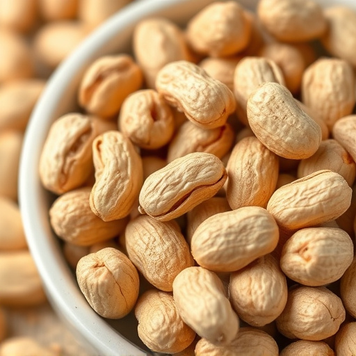 Close-up of shelled peanuts in bowl