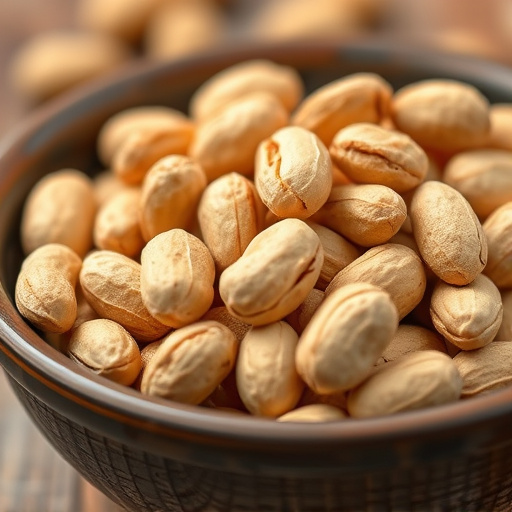 Close-up of shelled peanuts in bowl