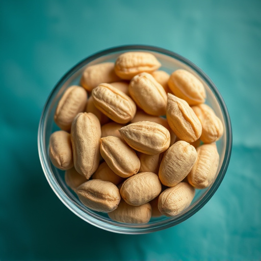 Close-up of shelled peanuts in bowl