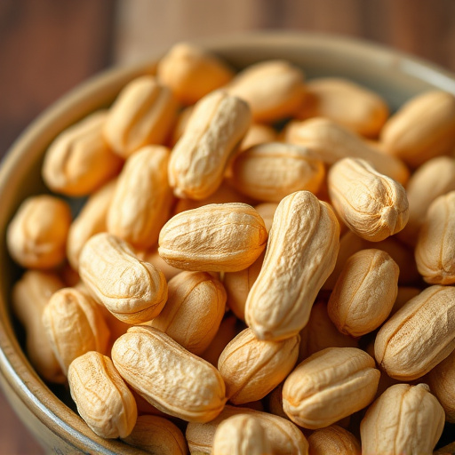 Close-up of shelled peanuts in bowl