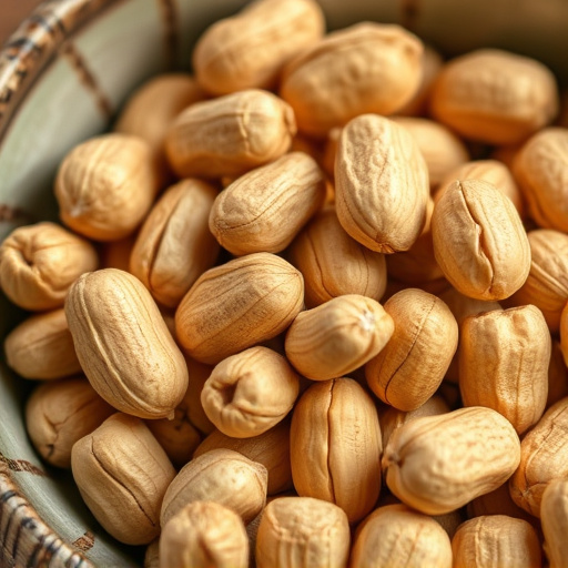 Close-up of shelled peanuts in bowl