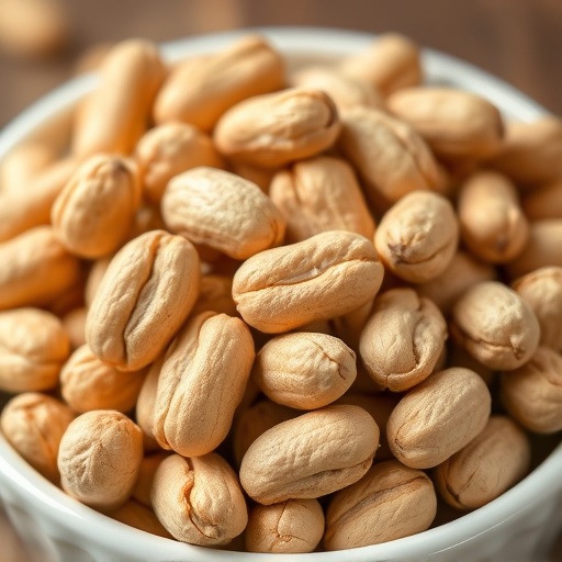 Close-up of shelled peanuts in bowl