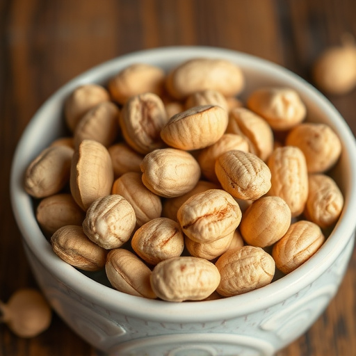 Close-up of shelled peanuts in bowl