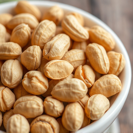 Close-up of shelled peanuts in bowl