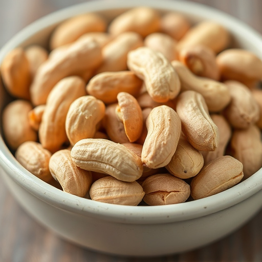 Close-up of shelled peanuts in bowl
