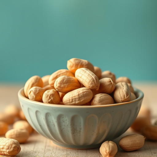 Close-up of shelled peanuts in bowl