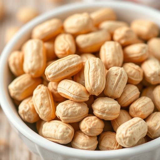 Close-up of shelled peanuts in bowl
