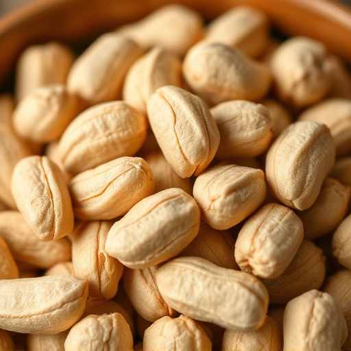 Close-up of shelled peanuts in bowl