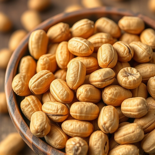 Close-up of shelled peanuts in bowl