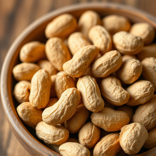 Close-up of shelled peanuts in bowl