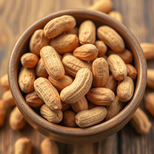 Close-up of shelled peanuts in bowl