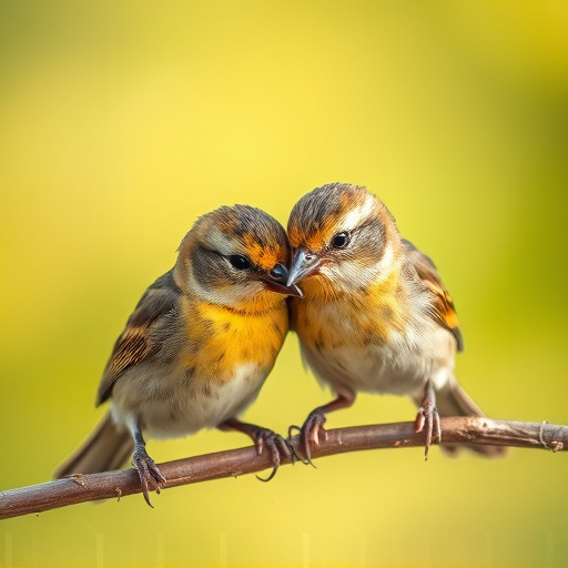 Close-up of small birds eating safely