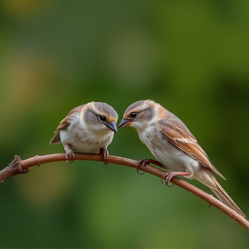 Close-up of small birds eating safely