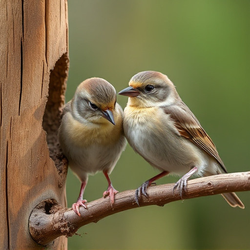 Close-up of small birds eating safely