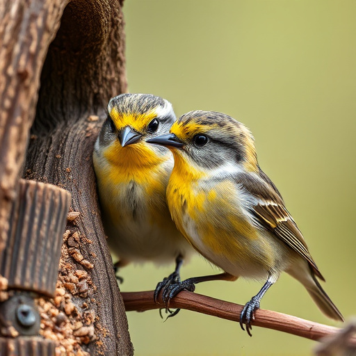 Close-up of small birds eating safely