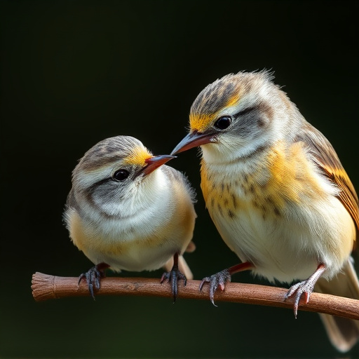 Close-up of small birds eating safely