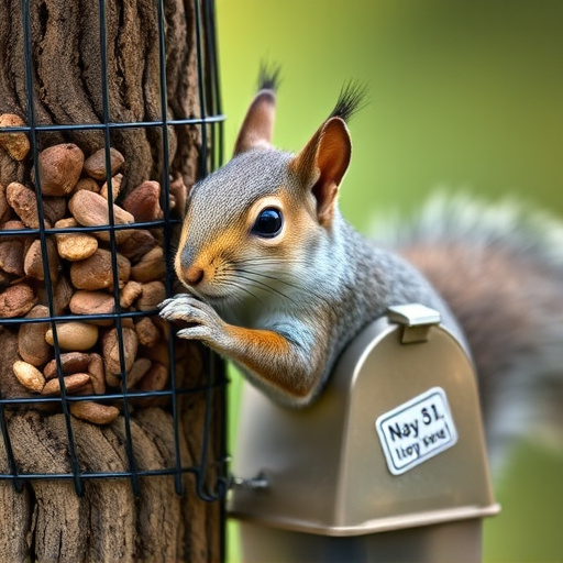Close-up of squirrel being deterred feeder