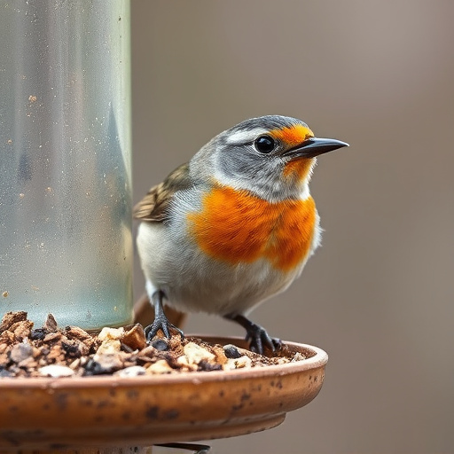 Close-up of suet feeder with robin