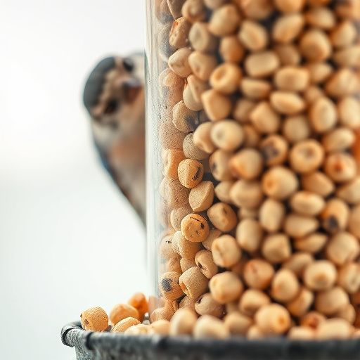 Close-up of suet pellets in feeder